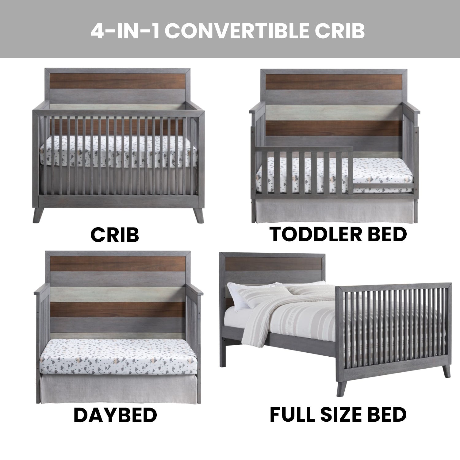 Cascade 4 in 1 Convertible Crib Soho Baby