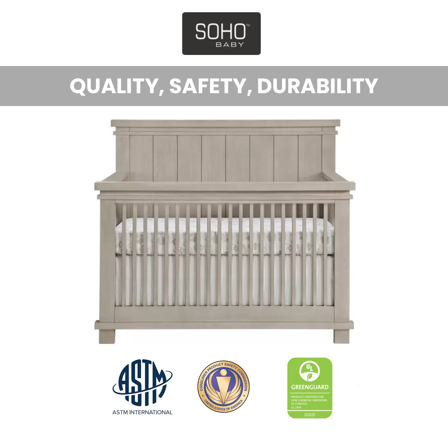 Hampton 4 In 1 Convertible Crib Soho Baby