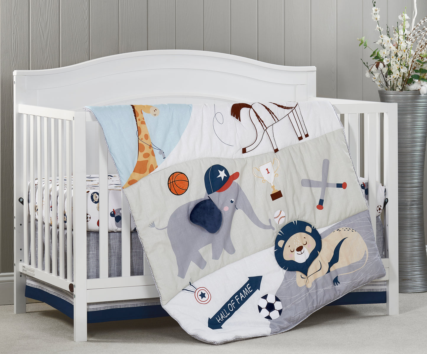 Zoo Sports 3 pc Baby Crib Nursery Bedding Set